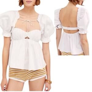 For Love and Lemons Sierra Puff Sleeve in White Size XS